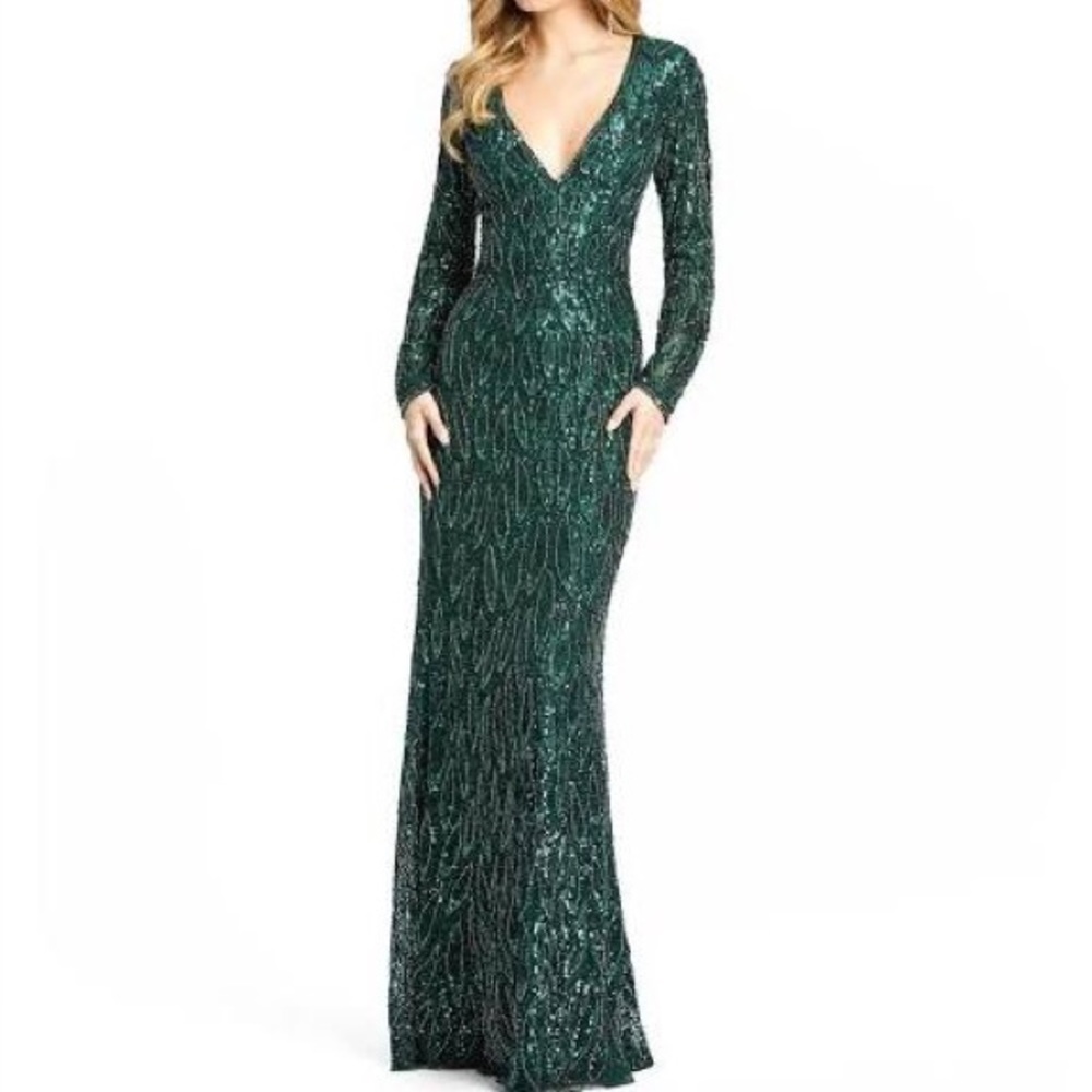 Mac Duggal Long Sleeve Column Gown